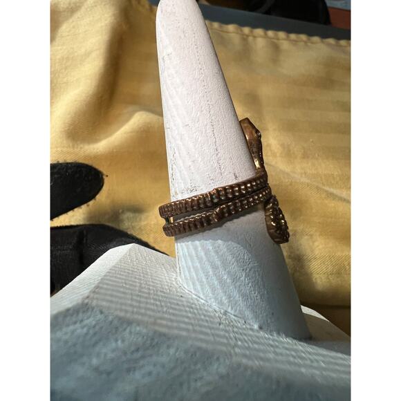 Copper tone metal coiled snake ring serpent witchy reptile jewelry - Picture 4 of 8